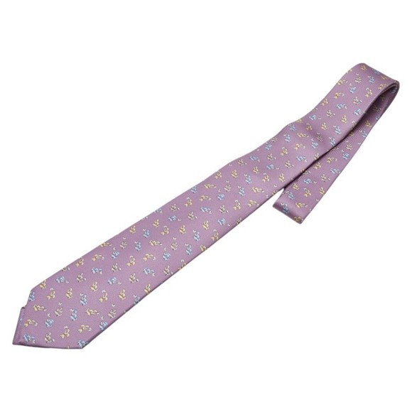BVLGARI Dog Tie in Purple Multicolor Silk for Men